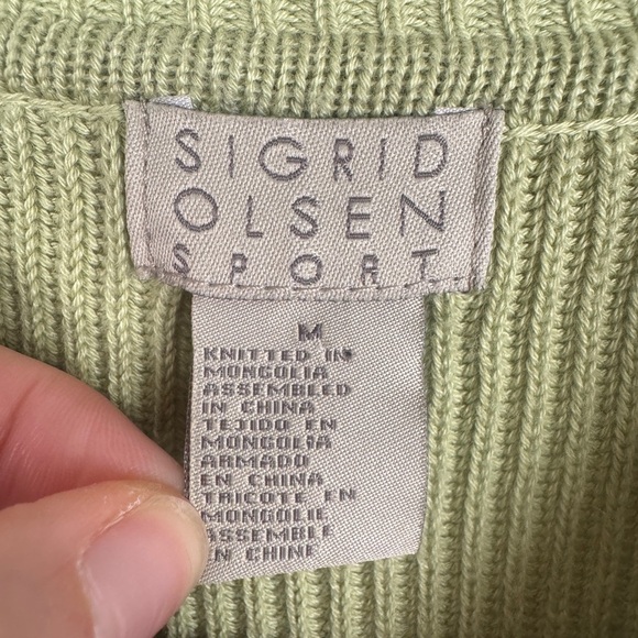 Sigrid Olsen Green Ribbed Women's Sweater - Picture 2 of 6